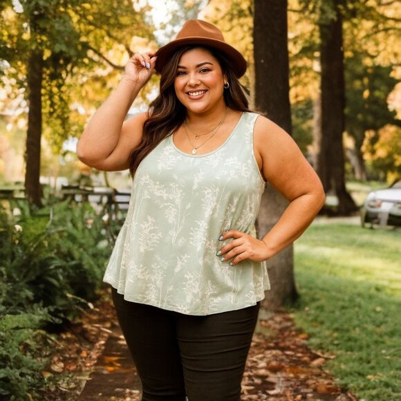 Chico's Floral Tank Top Basic Knit Blouse The Touch of Cool Polished Pullover - Picture 2 of 11